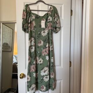 Abercrombie & Fitch Green Floral Midi Dress